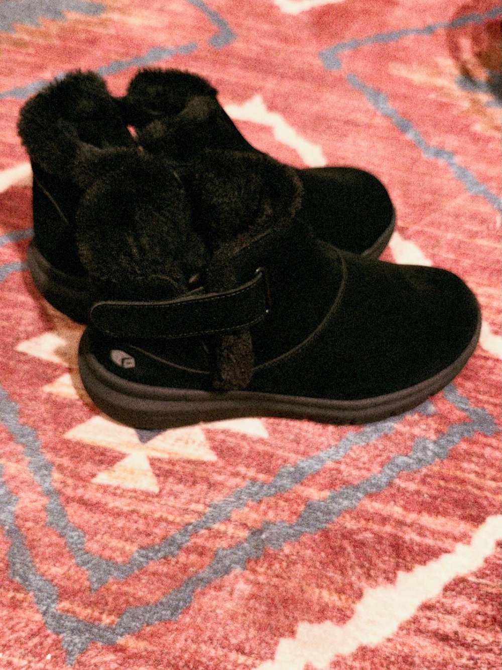 Black Women's Faux Fur Lined Winter Ankle Boots